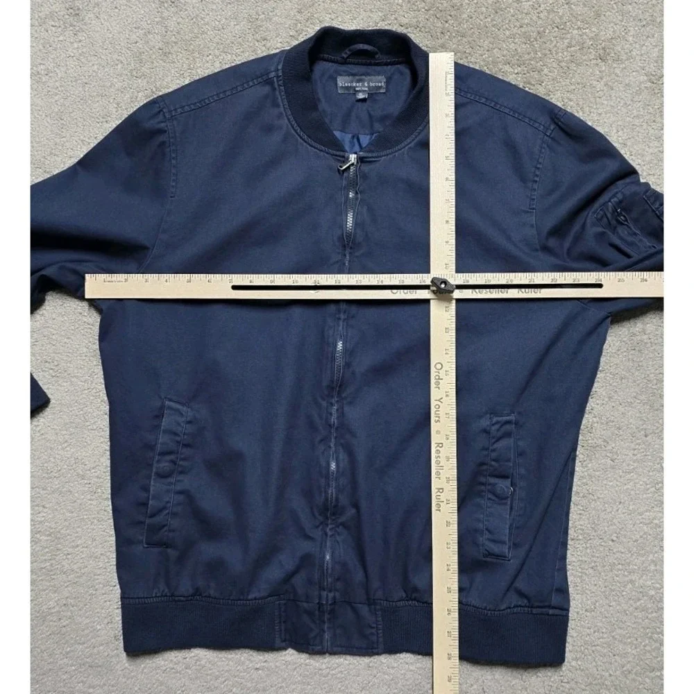 Bleecker & Broad Navy Canvas Bomber Jacket Mens XL Full Zip‎ Military